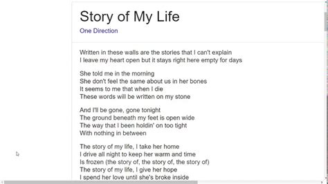 the story of my life lyrics|story of my life meaning.